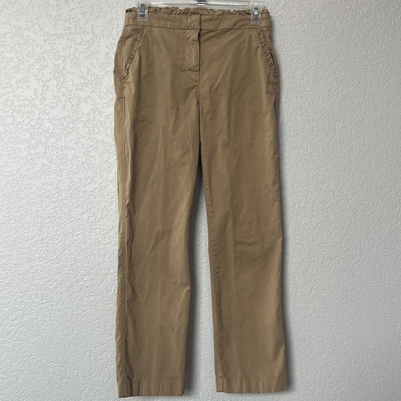 J. Crew Chino Khaki Pants Ruffled Tan size 0 - Picture 2 of 13